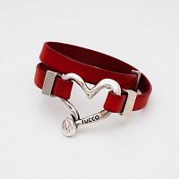 Браслет Tucco, Cuore, кожаный в несколько оборотов, с сердцем, TC-TMPU67P красный